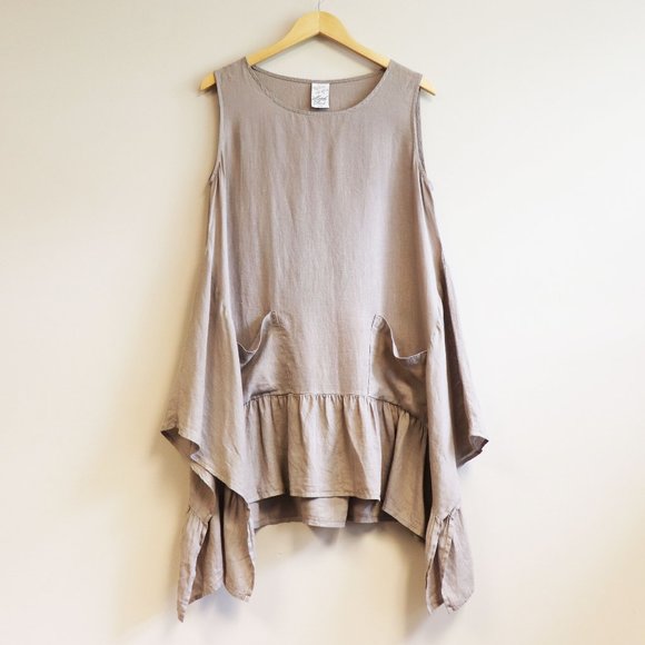 Match Point Dresses & Skirts - Vintage 100% Linen Lagenlook Layer Ruffle Tunic S